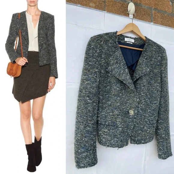ETOILE ISABEL MARANT Orson Single-Button Tweed Jacket size 40/8 - Picture 3 of 17